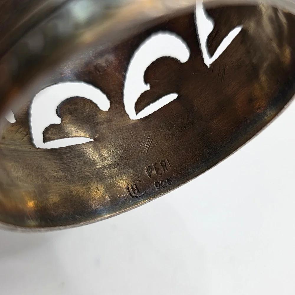 Vintage Peru 925 Sterling Silver Napkin Ring 3D Llama Pierced Design 53.1g